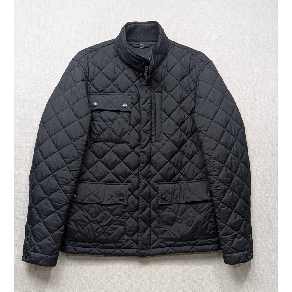 BONOBOS Men Banff Black Quilted Barn Jacket Medium Zip Snap Slim Fit